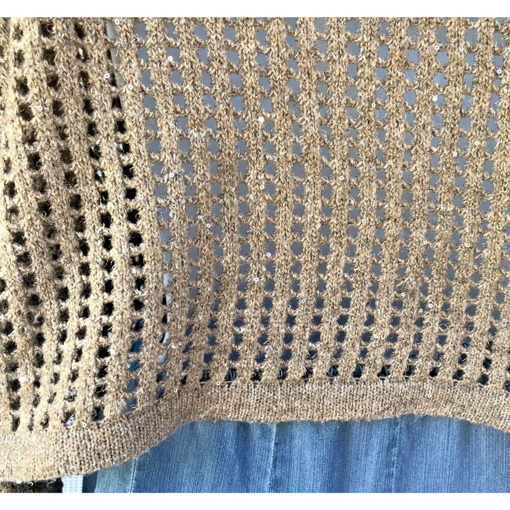 Blue Rain x Francescas Brown Sequin Mesh Cropped Sweater Size L - Picture 7 of 16